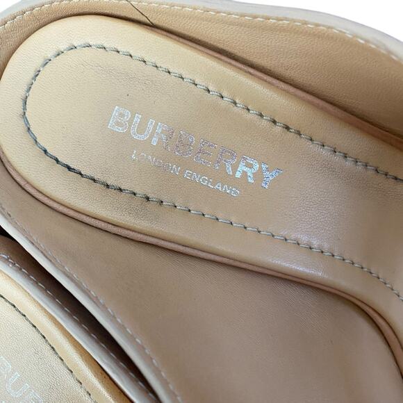 Burberry Light Almond Tan Leather Cut Out Block Heel Sandals size 37 size 7 - Picture 6 of 12